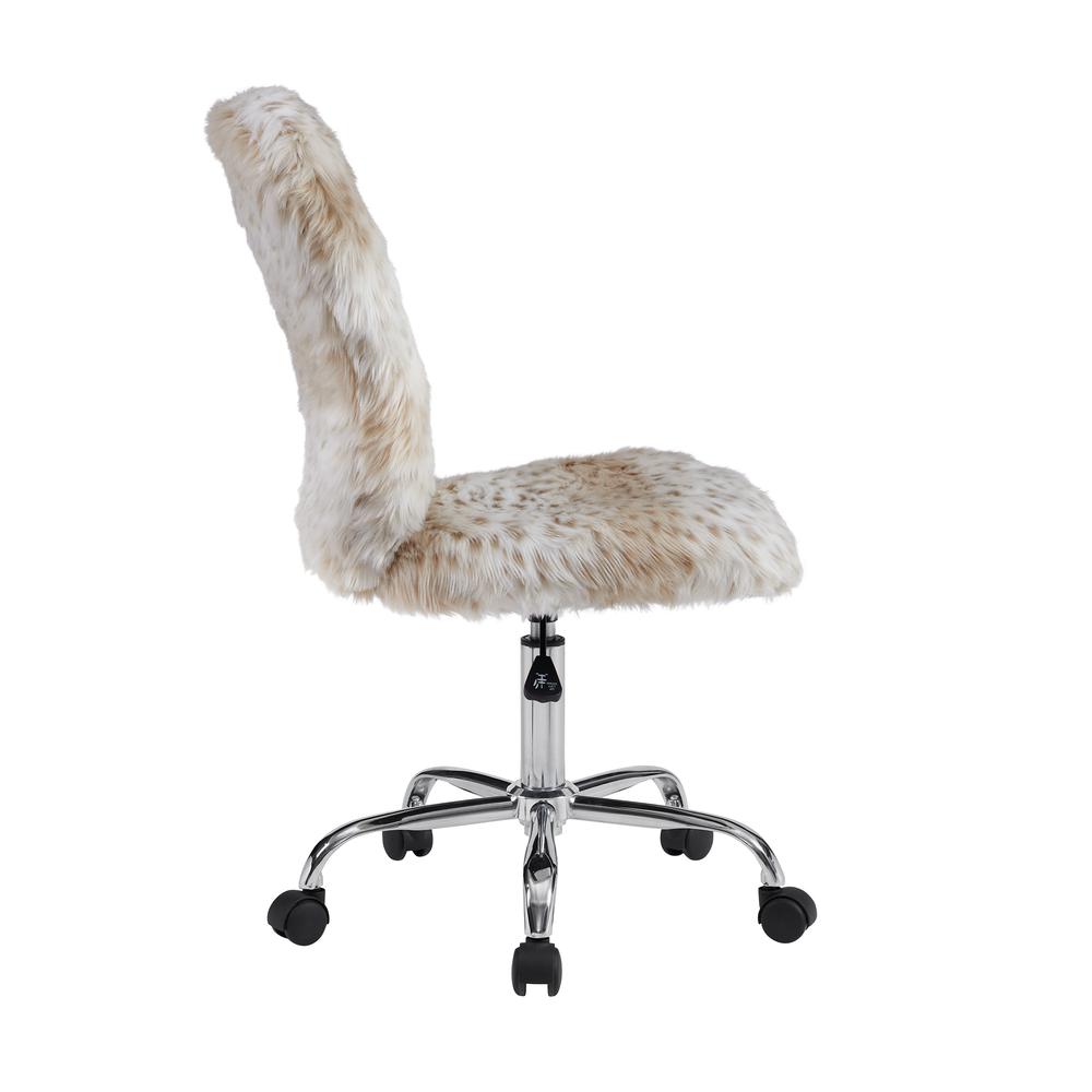 Faux Flokati Armless Office Chair Snow Leopard. Picture 7