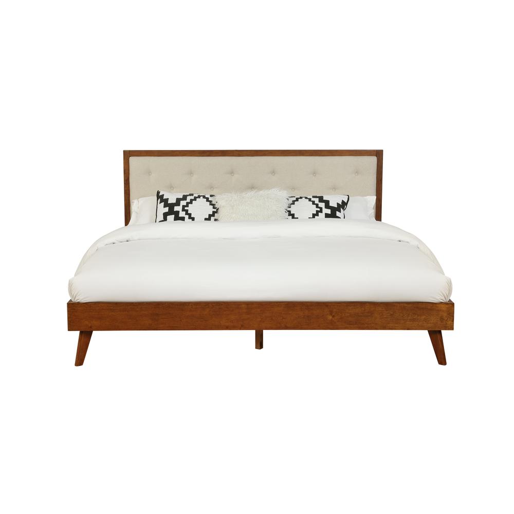 Reid Mid Century Oatmeal Platform King Bed. Picture 1