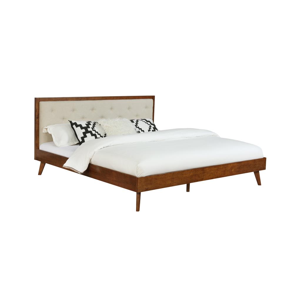 Reid Mid Century Oatmeal Platform King Bed. Picture 6