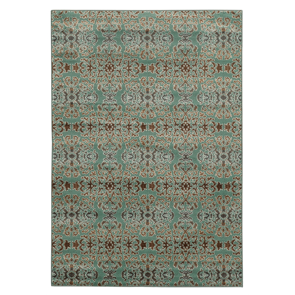 Elegance SnowFlakes Turquoise & Brown 8' X 10', Rug. Picture 1