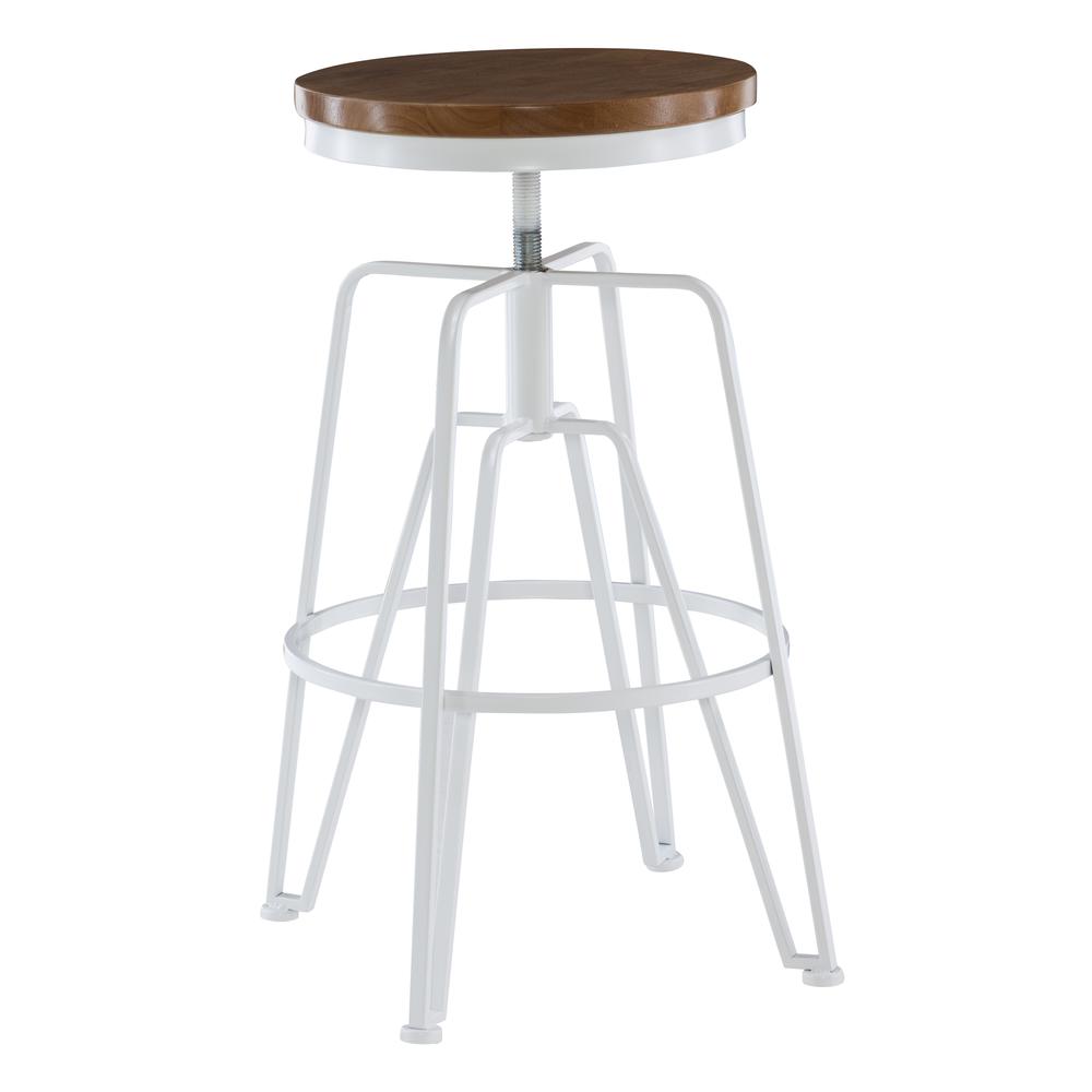 White Metal and Wood Stool. Picture 6