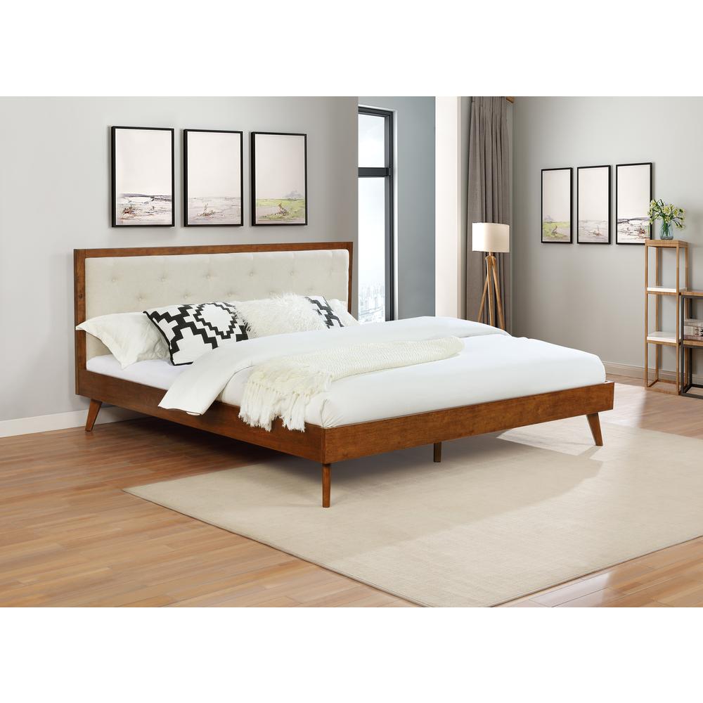 Reid Mid Century Oatmeal Platform King Bed. Picture 4