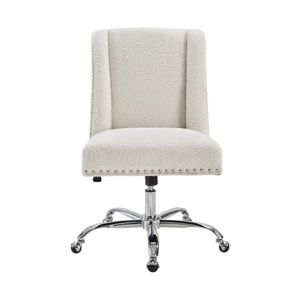 Draper Upholstered Swivel Office Chair, Sherpa. Picture 5