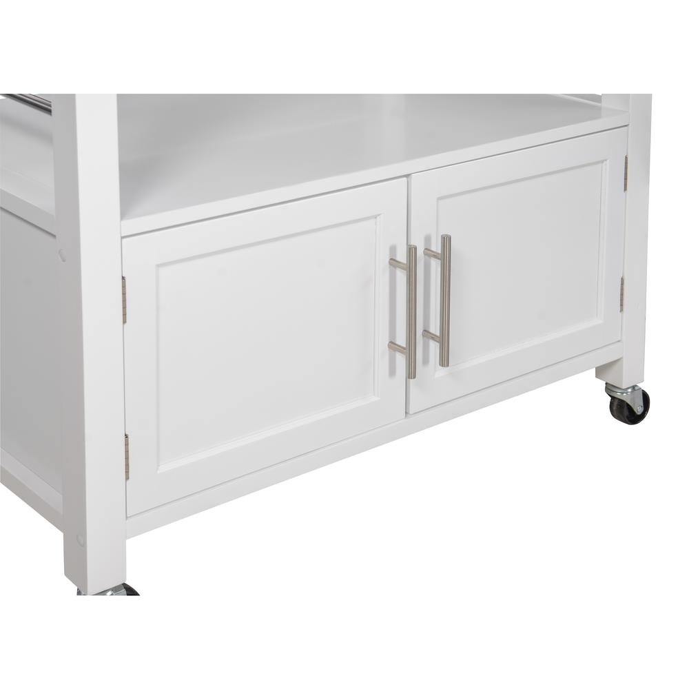 Cameron White Kitchen Cart With Granite Top. Picture 9