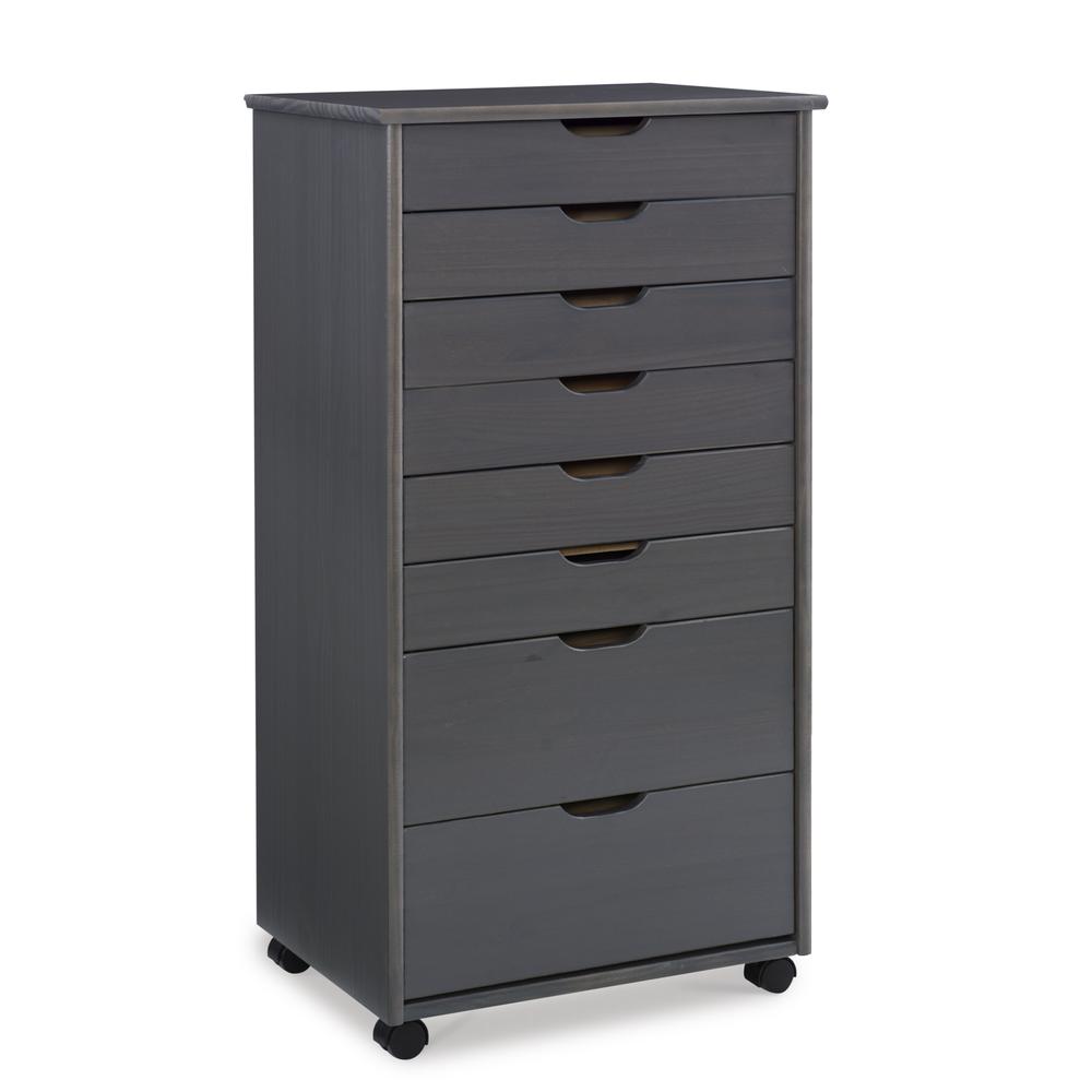 Cary Eight Drawer Rolling Storage Cart, Grey. Picture 1