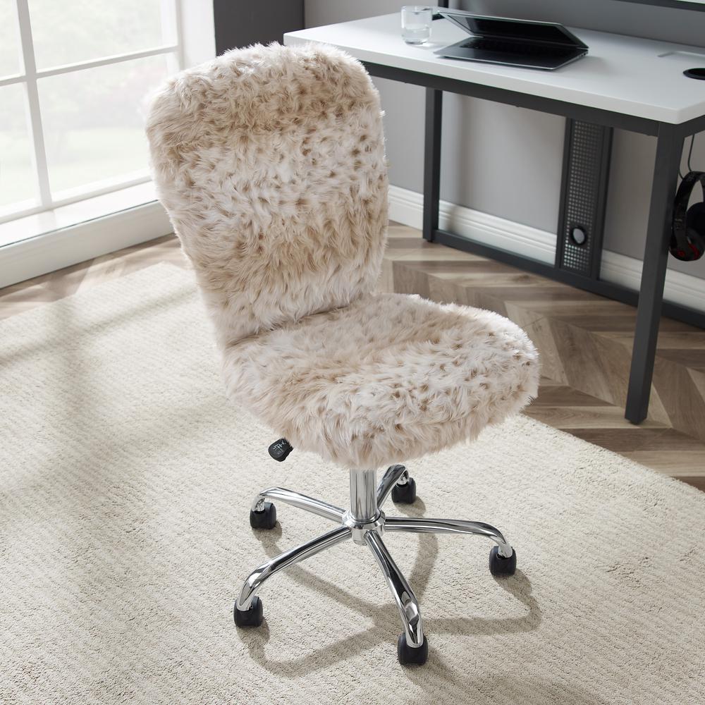 Faux Flokati Armless Office Chair Snow Leopard. Picture 3