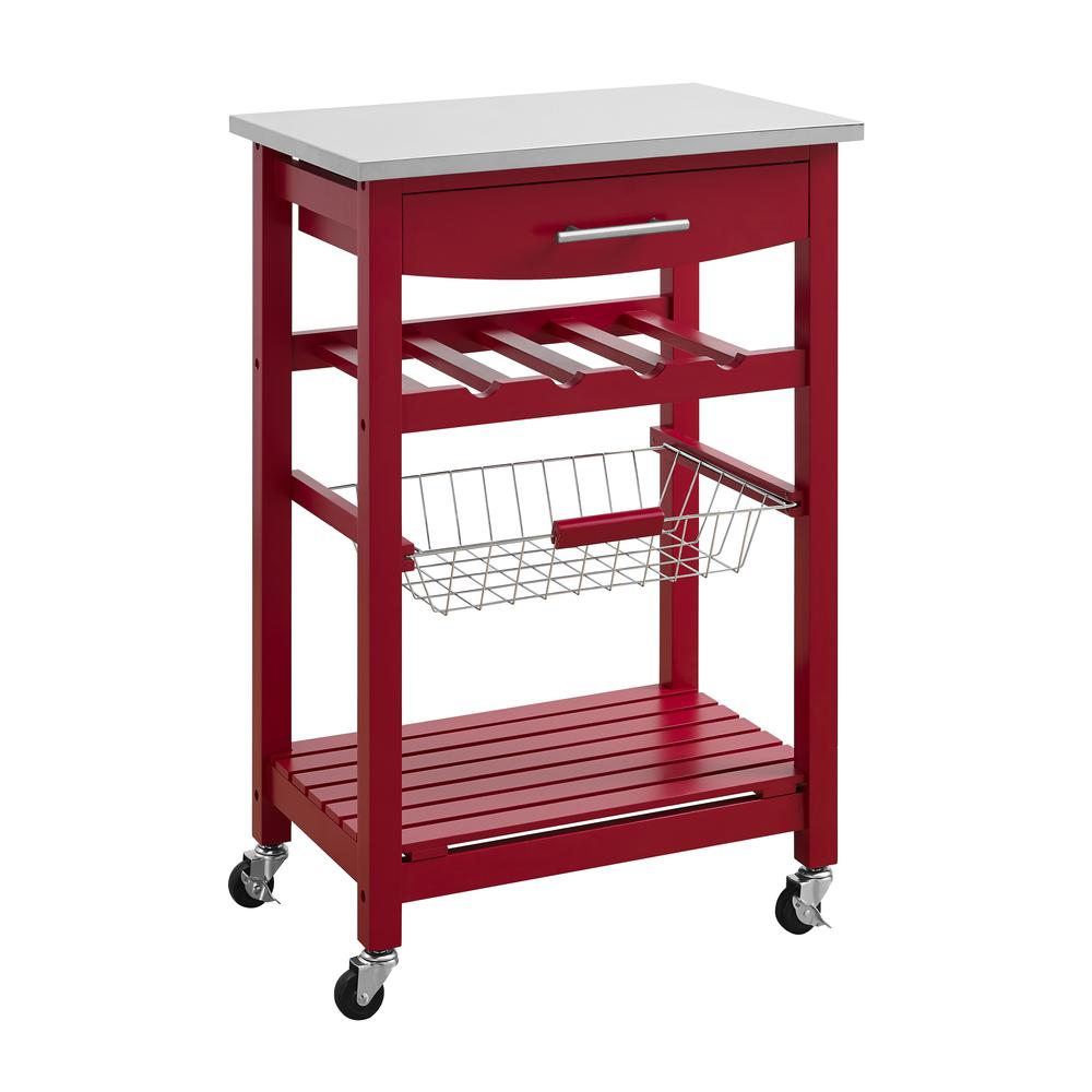 Clarke Red Kitchen Cart. Picture 1