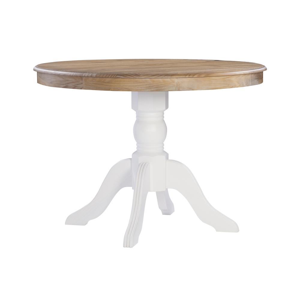 Tobin Pedestal Dining Table, Natural And White. Picture 1