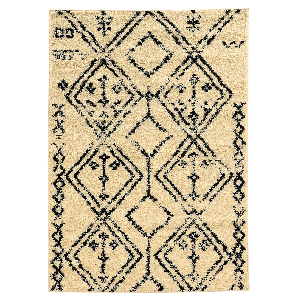 Moroccan  Fes Ivory/Black 5x7 Rug. Picture 1