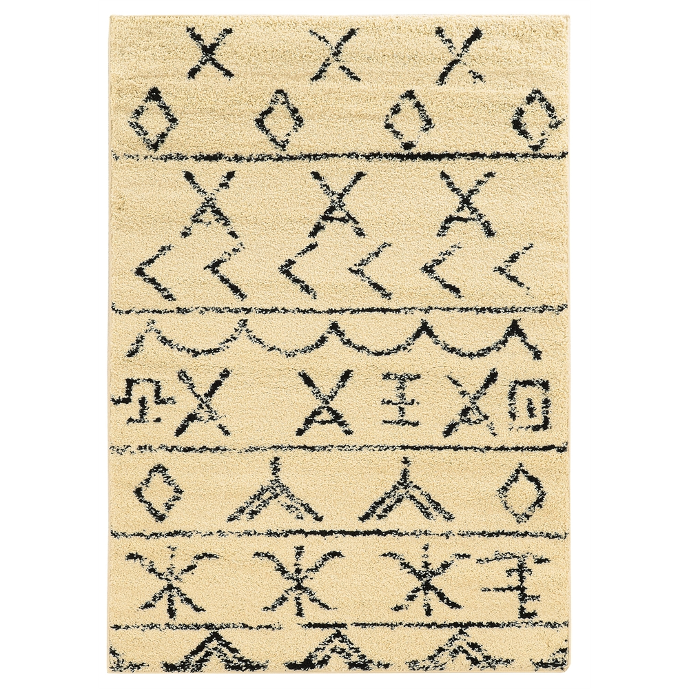 Moroccan Atlas Ivory/Black 8x10 Rug. Picture 1