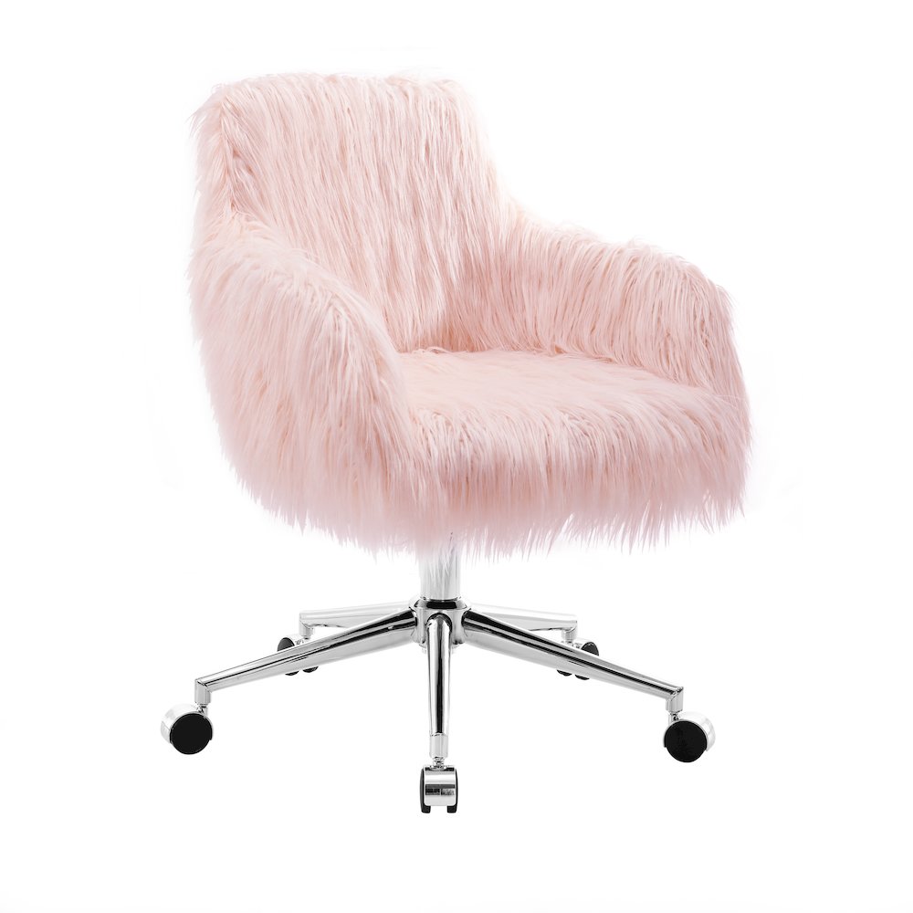 Fiona Faux Fur Office Chair, Pink. The main picture.