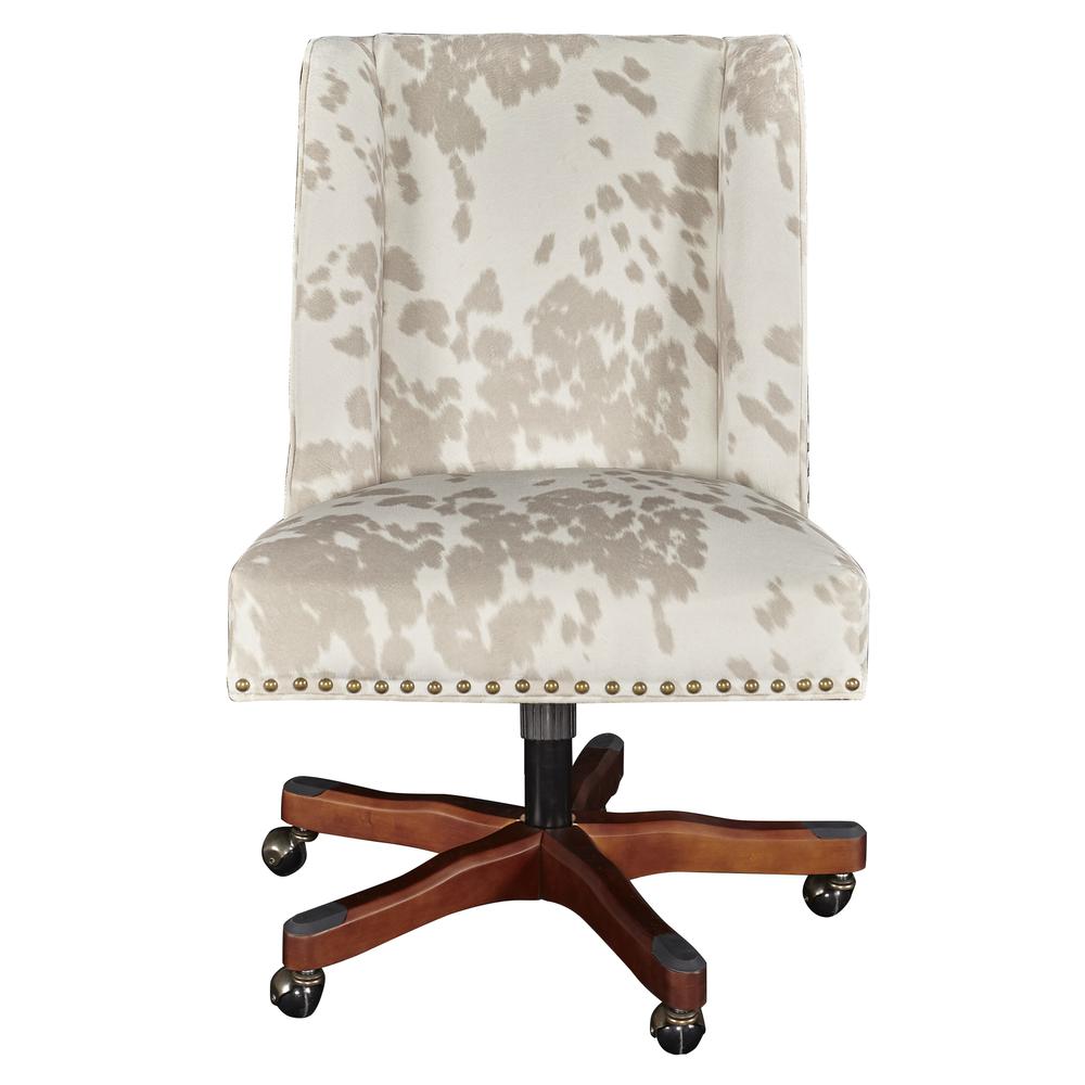 Draper Linen Office Chair, Light Cow Print. Picture 3