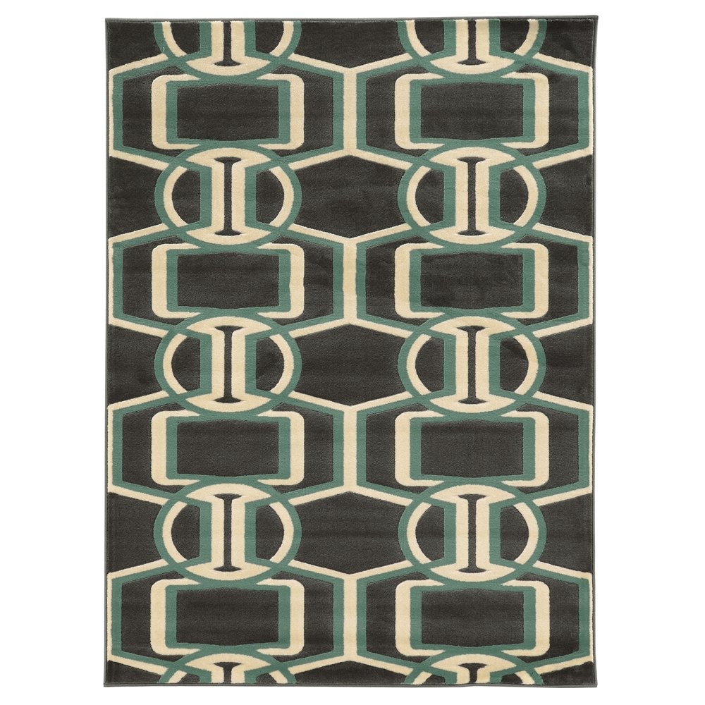 Roma Bridle Chocolate & Turquoise 8x10, Rug. Picture 1