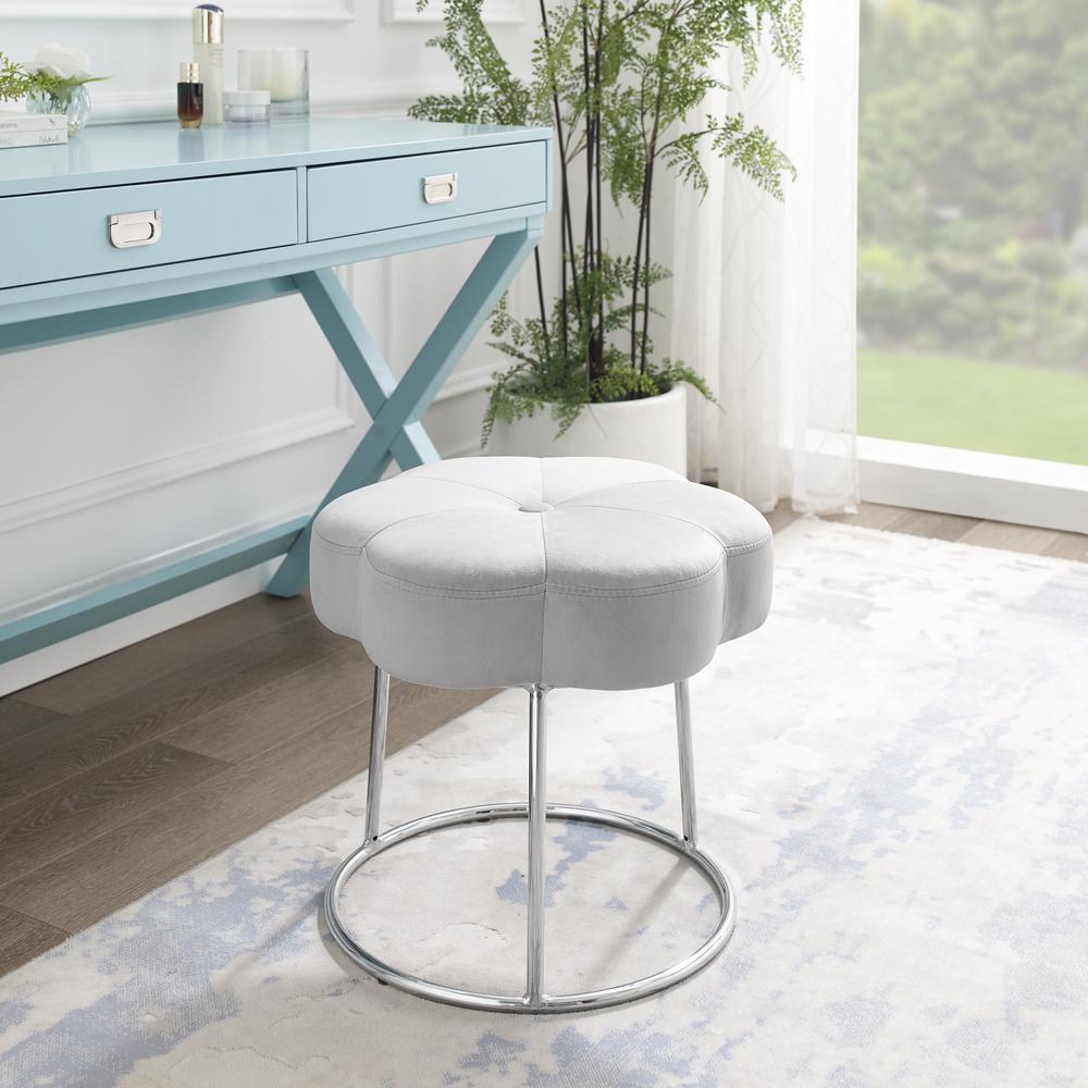 Seraphina Accent Vanity Stool, Grey. Picture 1