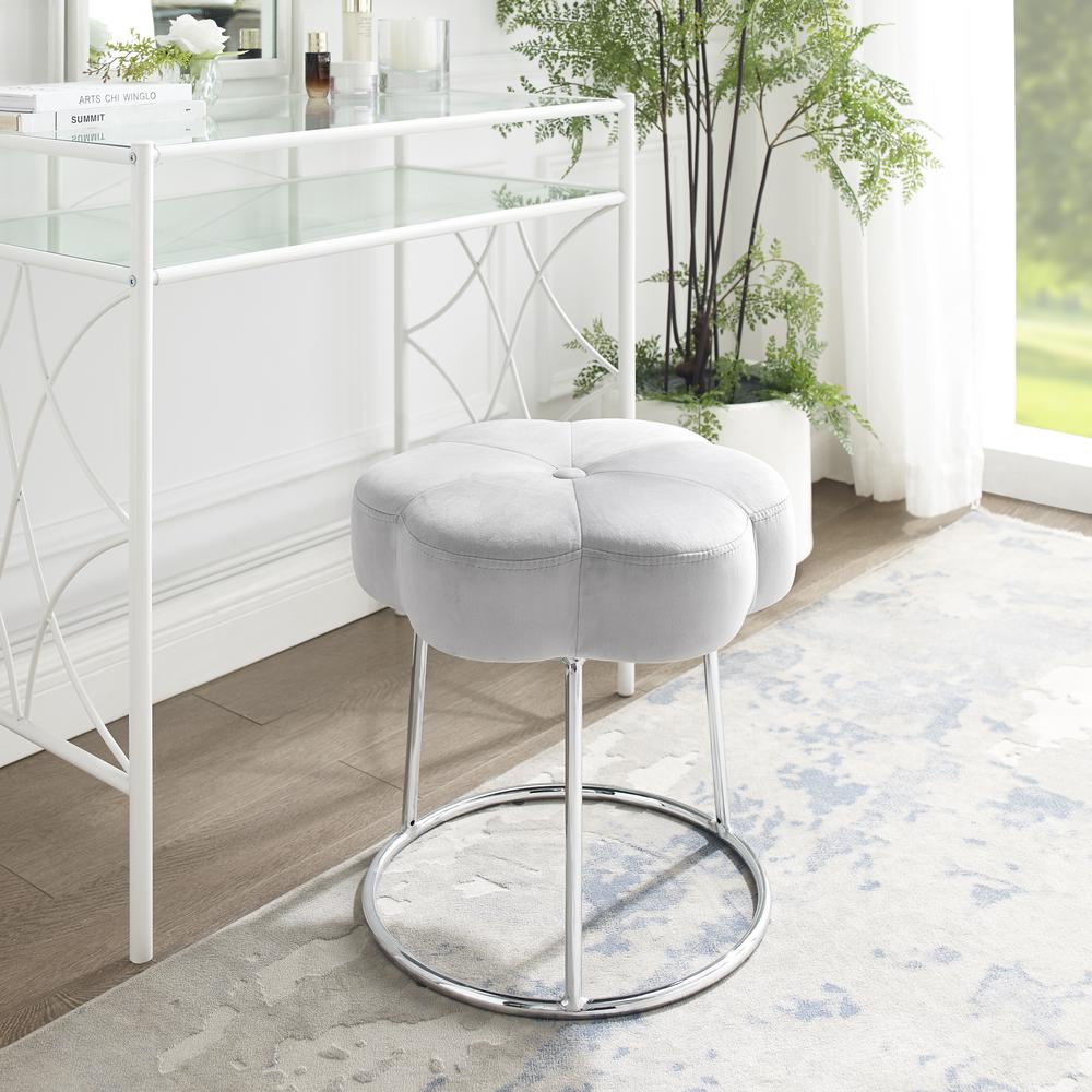 Seraphina Accent Vanity Stool, Grey. Picture 3