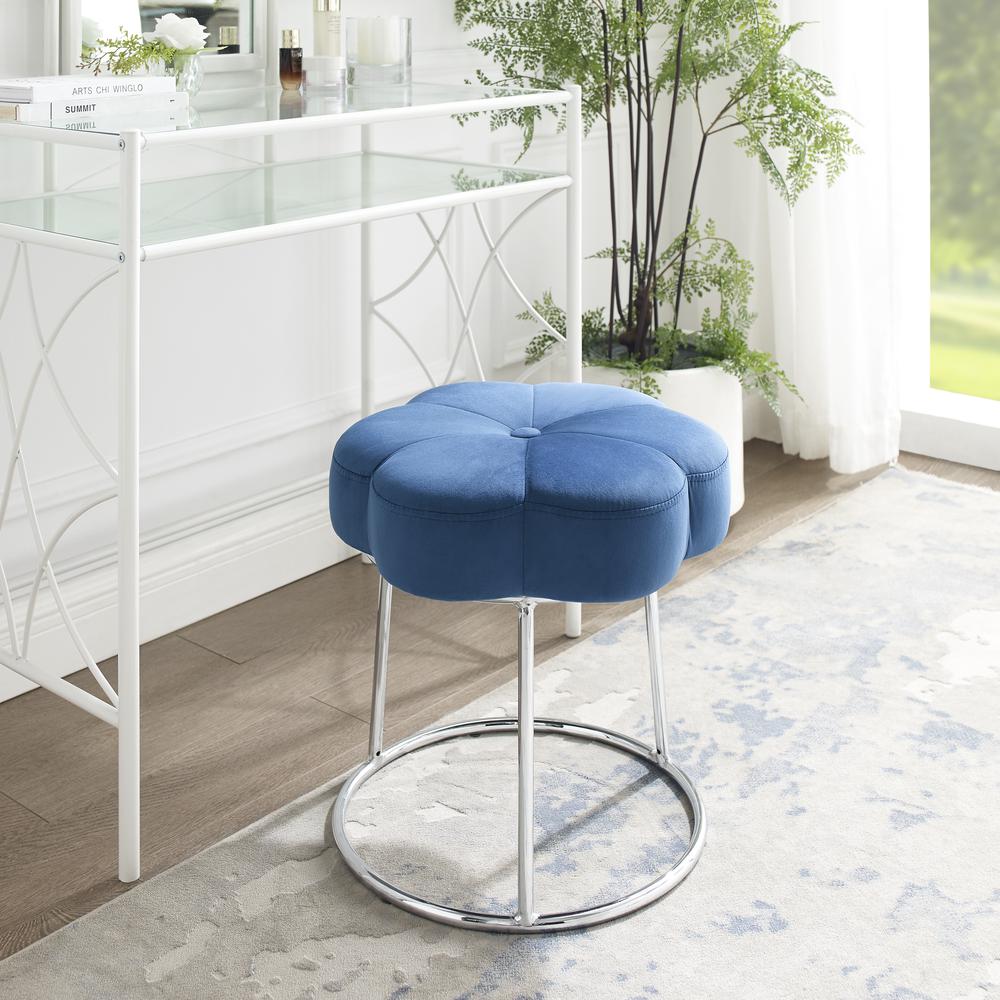 Seraphina Accent Vanity Stool, Navy Blue. Picture 4