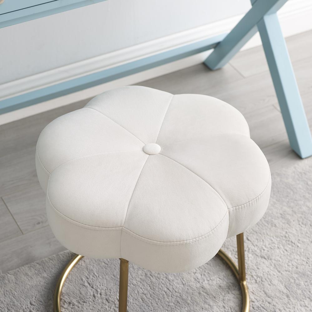 Seraphina Accent Vanity Stool, White. Picture 2