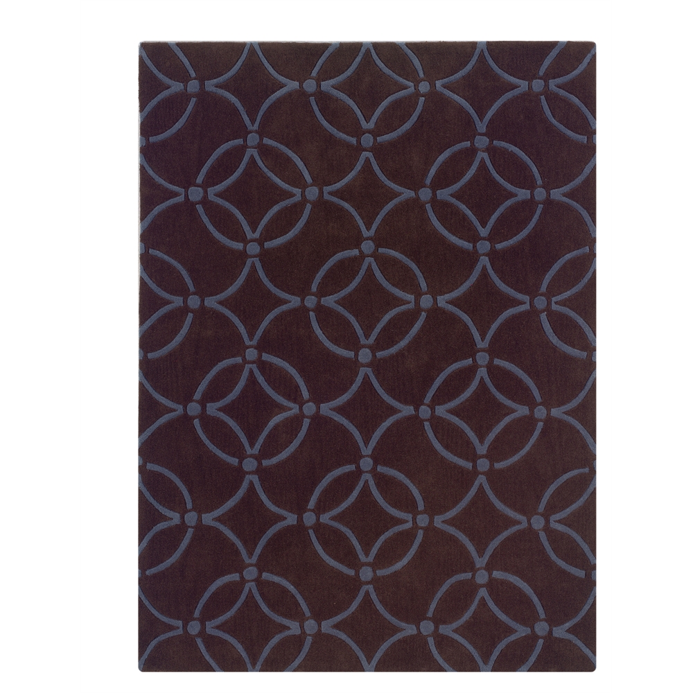 Trio Collection Chocolate & Blue 5 x 7 Rug. Picture 1