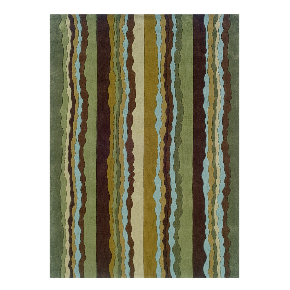 Trio Collection Green & Spa Blue 5 x 7 Rug. Picture 1