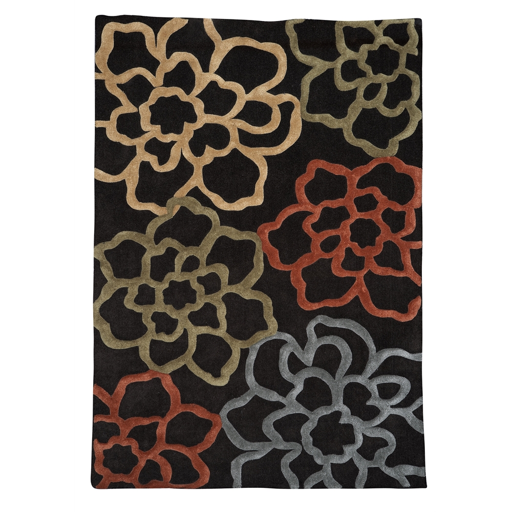 Trio Collection Chocolate & Pumpkin 5 x 7 Rug. Picture 1