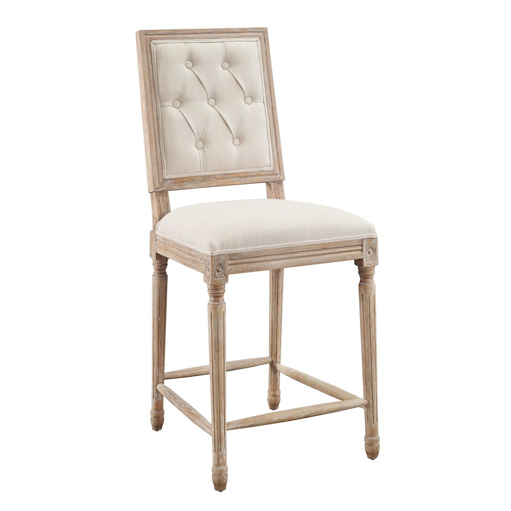 Avalon Linen Tufted Square Back Counter Stool. Picture 1
