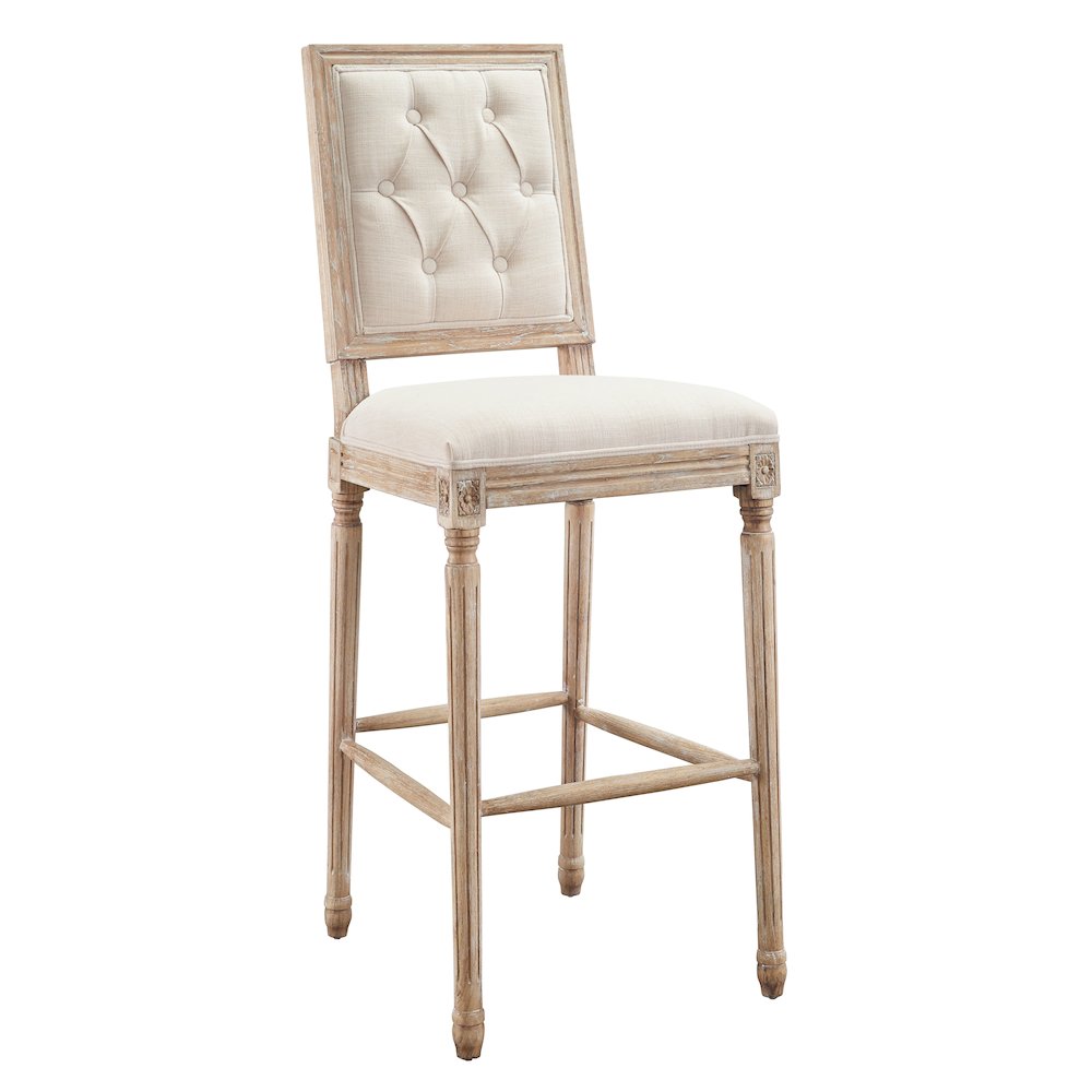 Avalon Linen Tufted Square Back Bar Stool. Picture 1