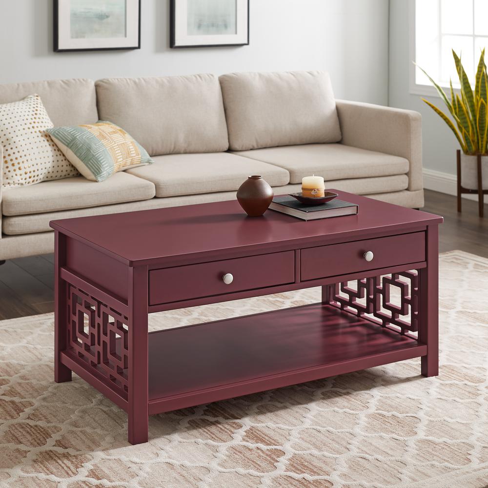 Whitley Two-Drawer Coffee Table, Merlot. Picture 1