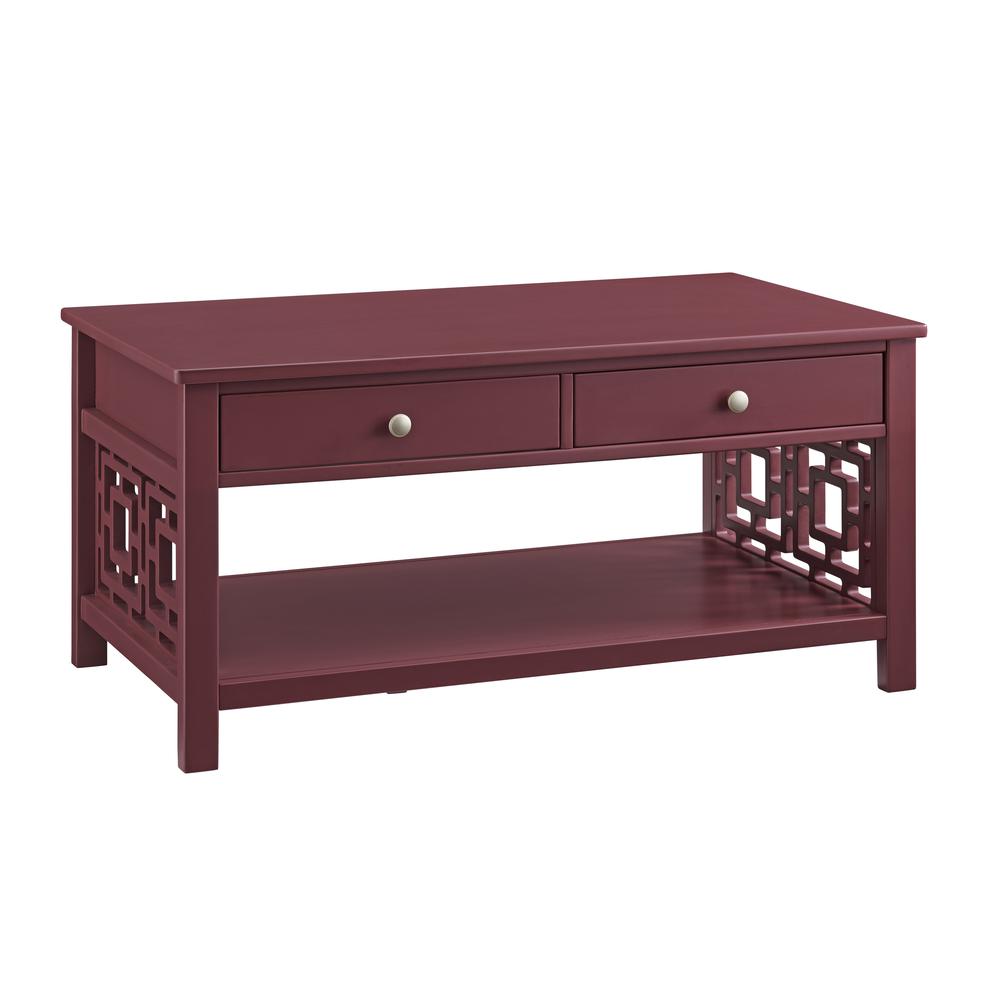 Whitley Two-Drawer Coffee Table, Merlot. Picture 2