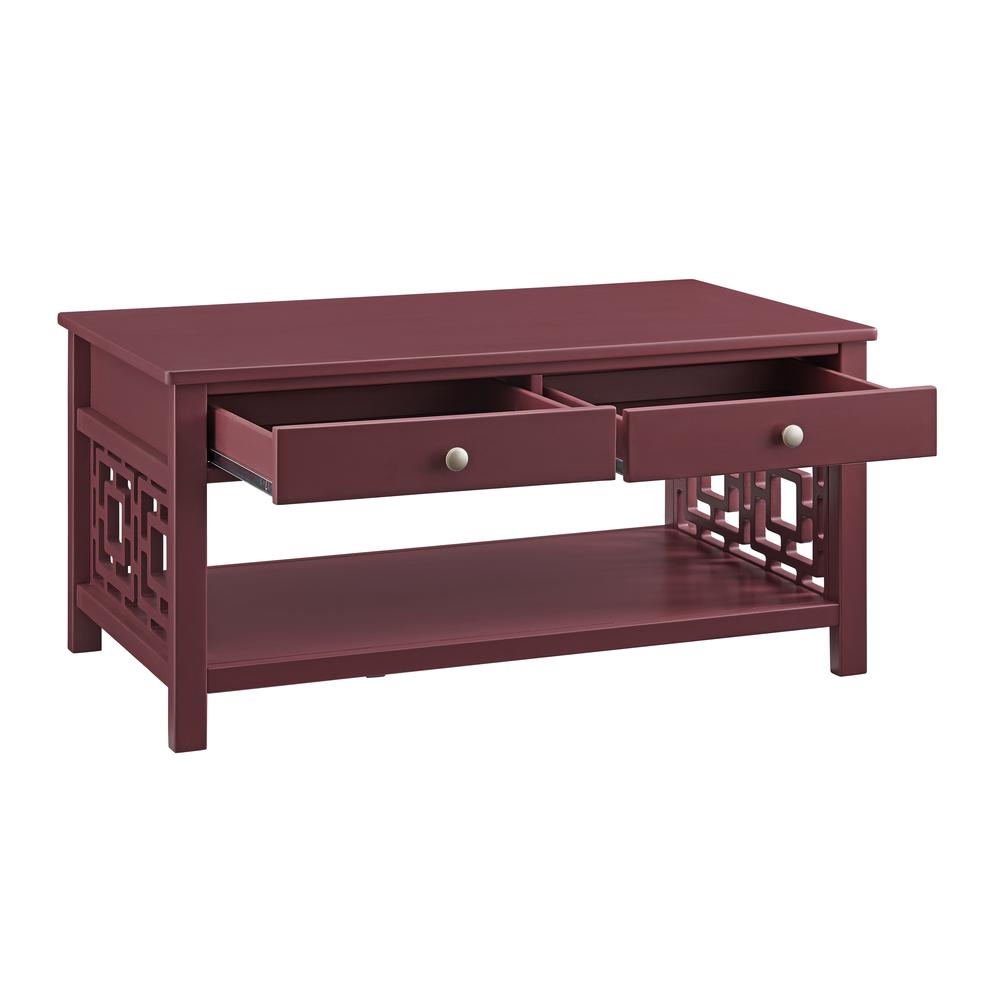 Whitley Two-Drawer Coffee Table, Merlot. Picture 4