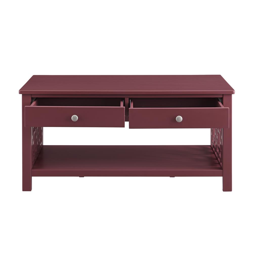 Whitley Two-Drawer Coffee Table, Merlot. Picture 6