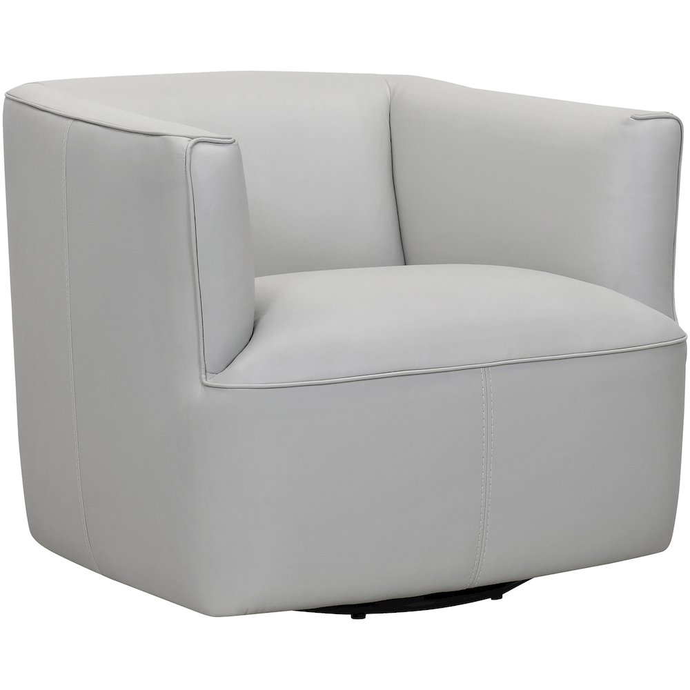 Whitney Swivel Leather Barrel Chair, Dove Grey. The main picture.