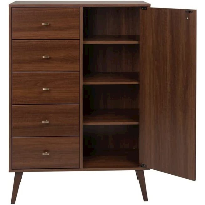 Milo 5-drawer Chest with Door, Cherry. Picture 2