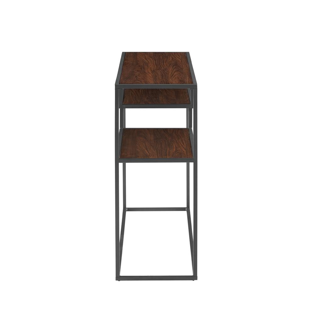 42" Metal And Wood Tiered Shelf Entry Table - Dark Walnut/ Black. Picture 2
