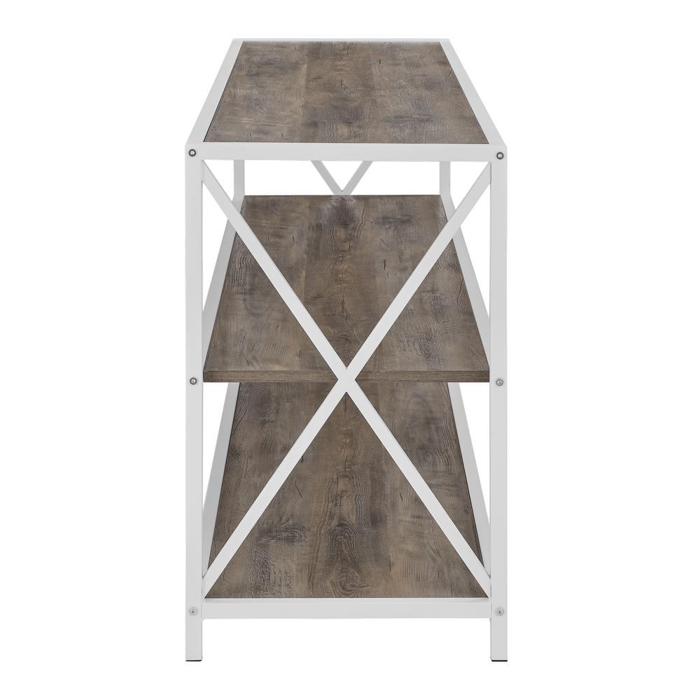 60" X-Frame Industrial Wood Console Table - Grey Wash/White. Picture 6
