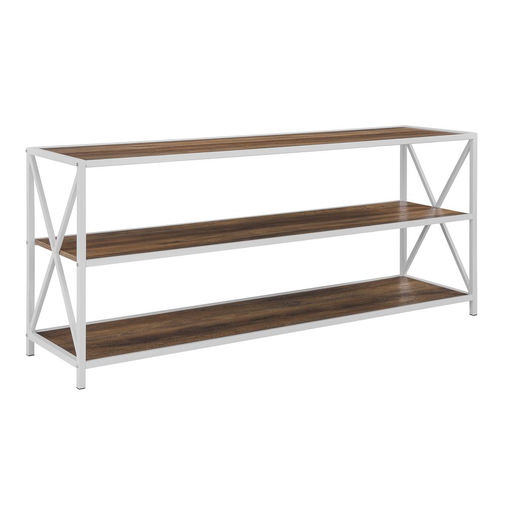 60" X-Frame Industrial Wood Console Table - Rustic Oak/White. Picture 1