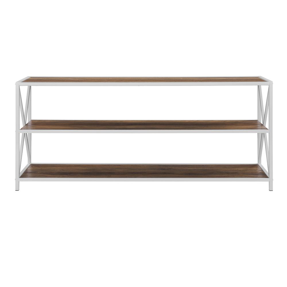 60" X-Frame Industrial Wood Console Table - Rustic Oak/White. Picture 2