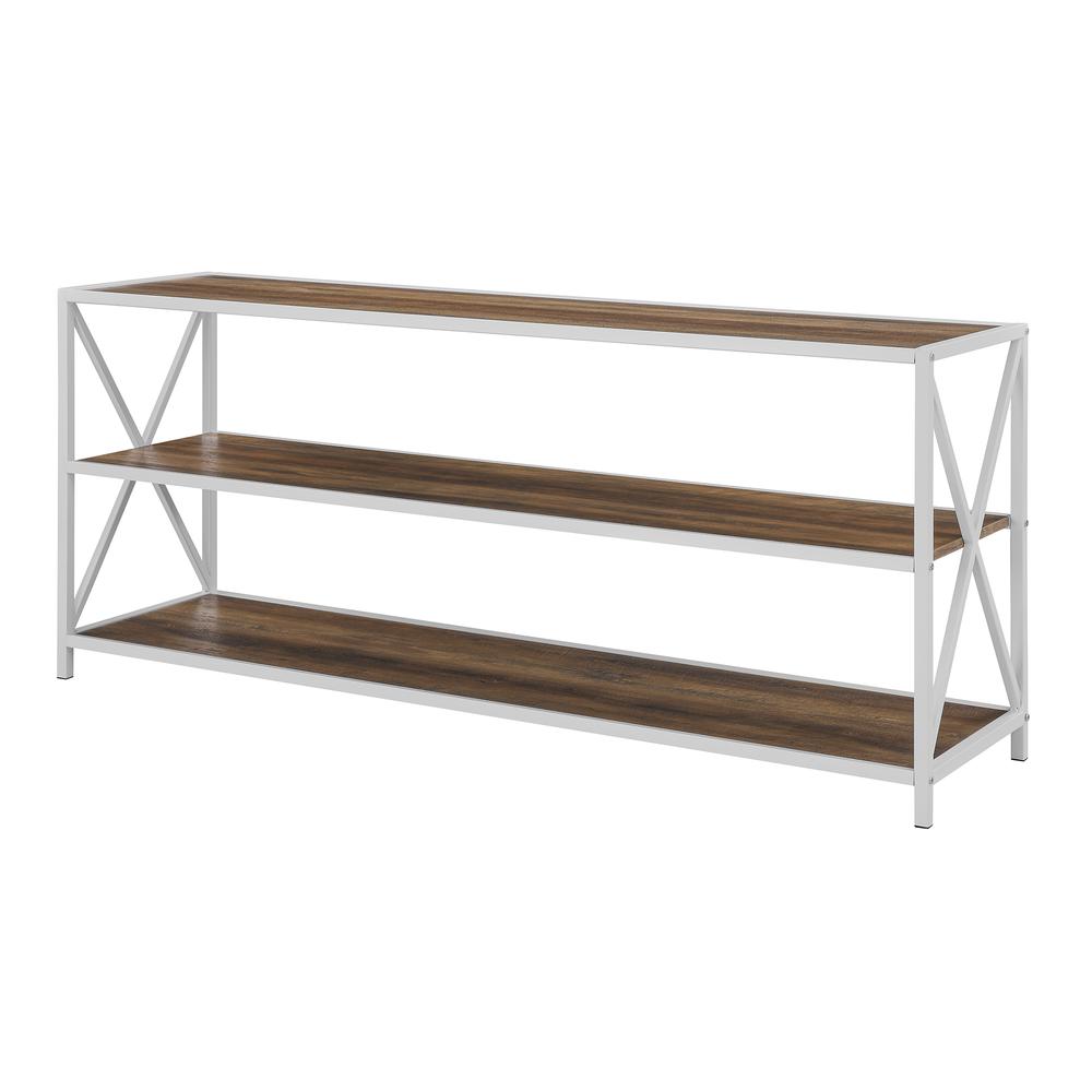 60" X-Frame Industrial Wood Console Table - Rustic Oak/White. Picture 5