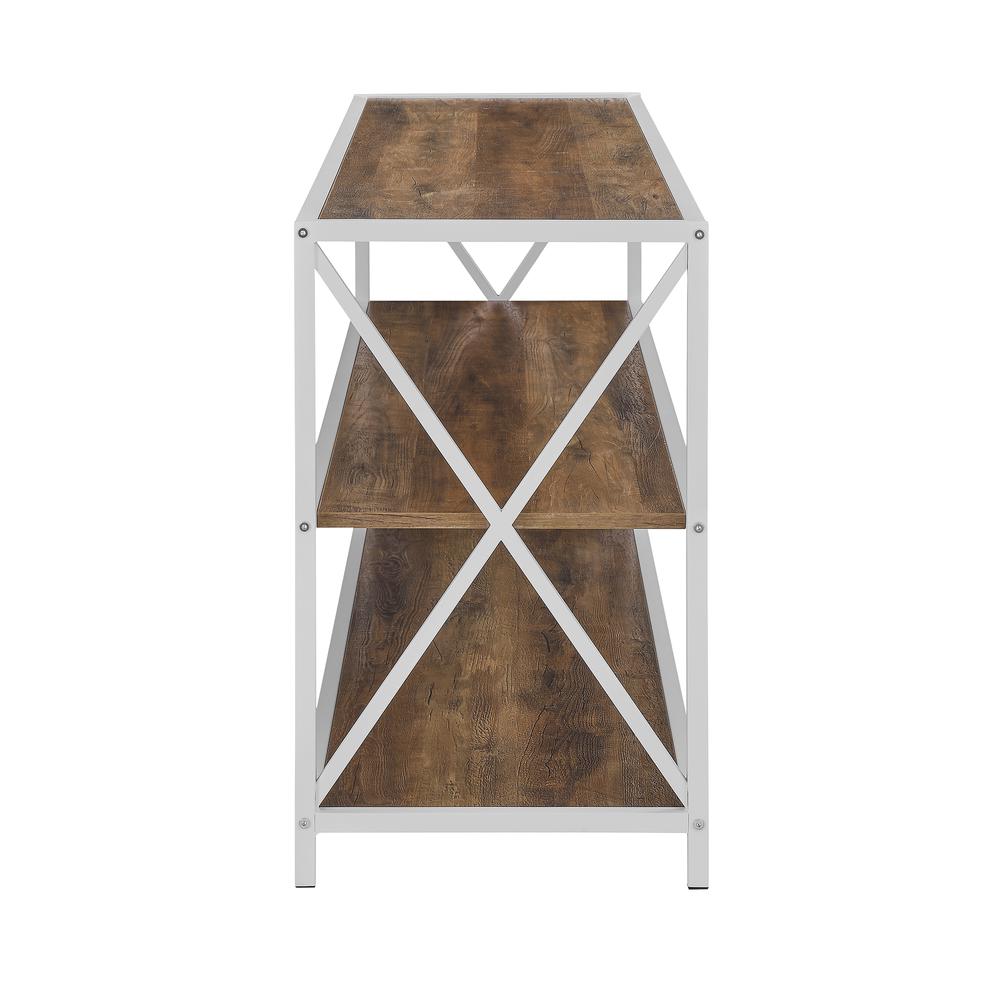 60" X-Frame Industrial Wood Console Table - Rustic Oak/White. Picture 6