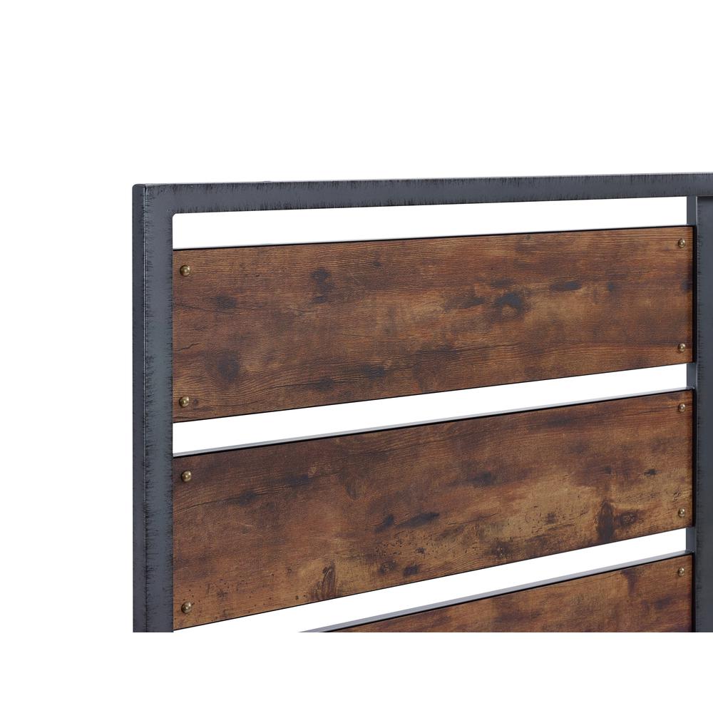Queen Size Metal and Wood Plank Panel Headboard - Brown. Picture 4