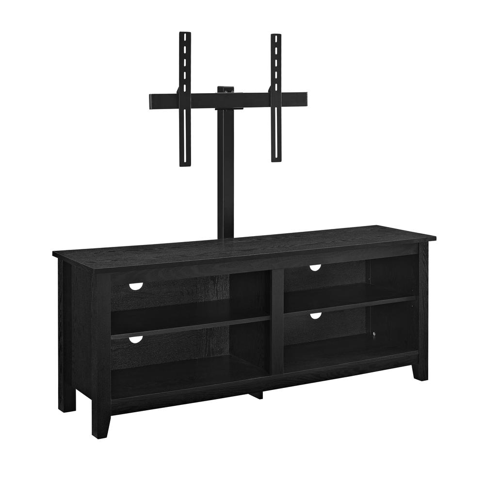 58" Wood TV Console with Mount - Black. Picture 1