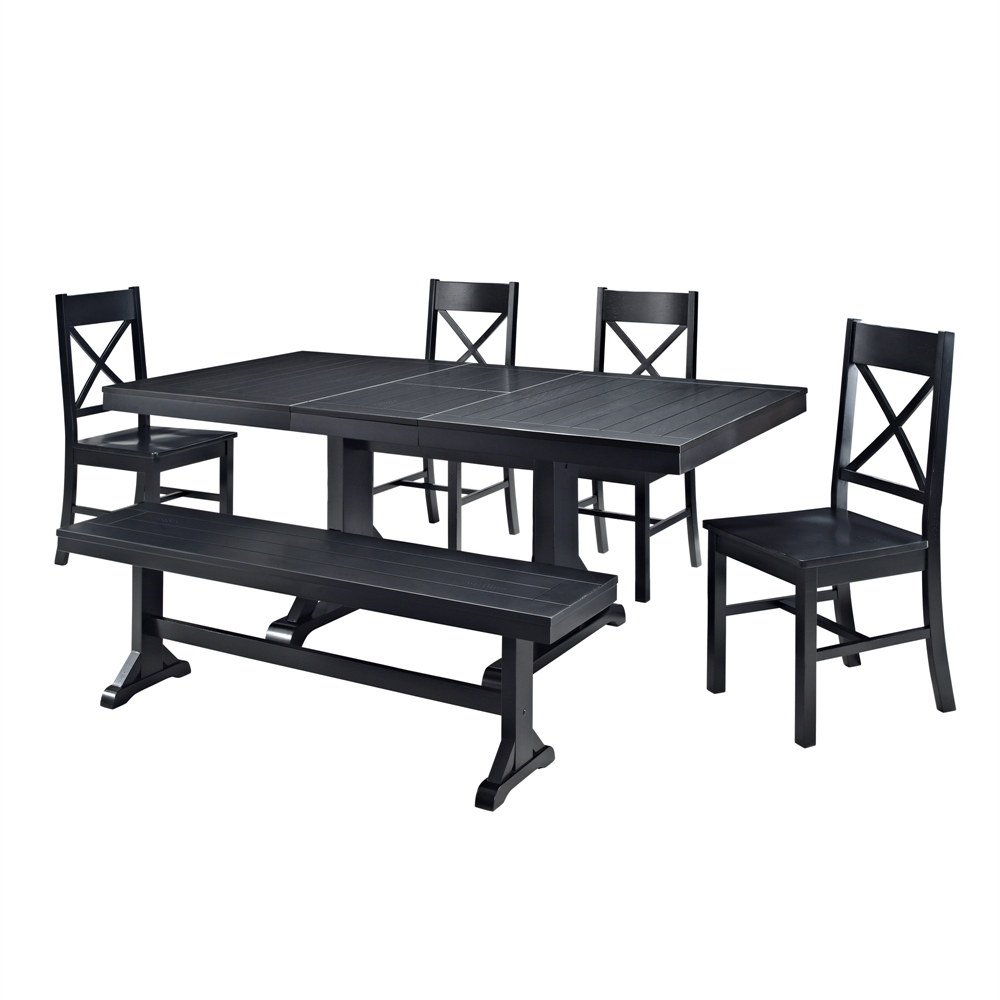 6-Piece Black Wood Dining Set. Picture 1