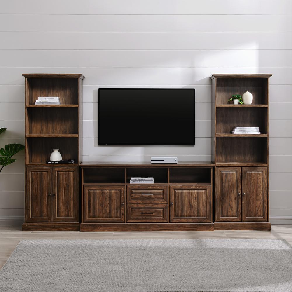 Modern Farmhouse Two-Tone Solid Wood TV Stand for TVs up to 65" - White Wash / Rustic Oak. Picture 2