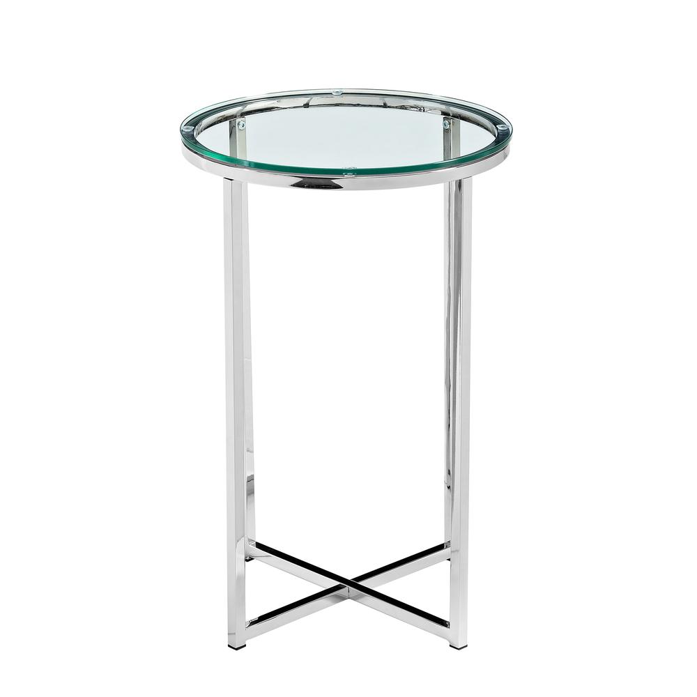 16" Round Side Table - Glass/Chrome. Picture 3