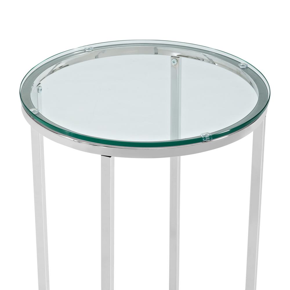 16" Round Side Table - Glass/Chrome. Picture 4