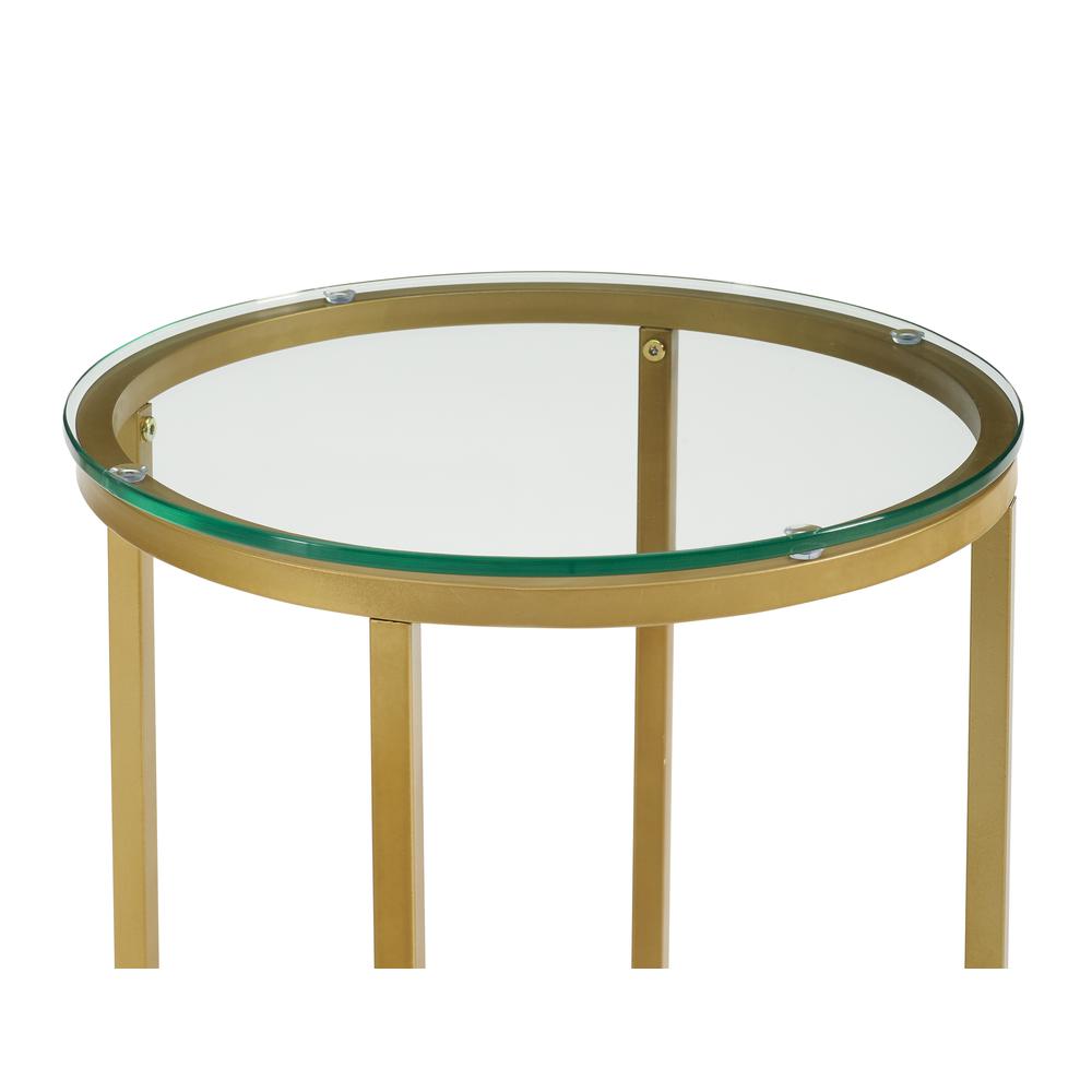 16" Round Side Table - Glass/Gold. Picture 4