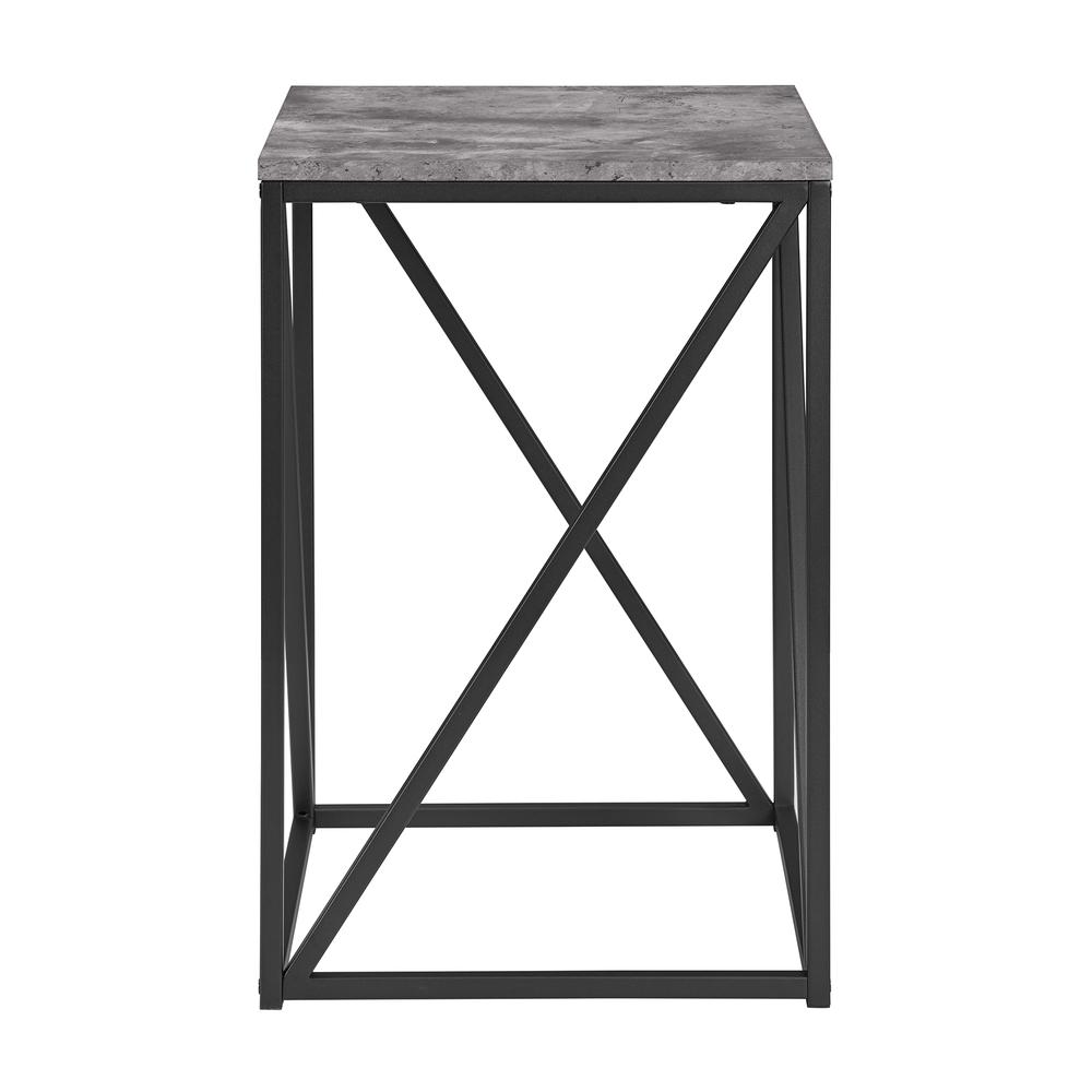 16" Modern Geometric Square Side Table - Dark Concrete. Picture 1