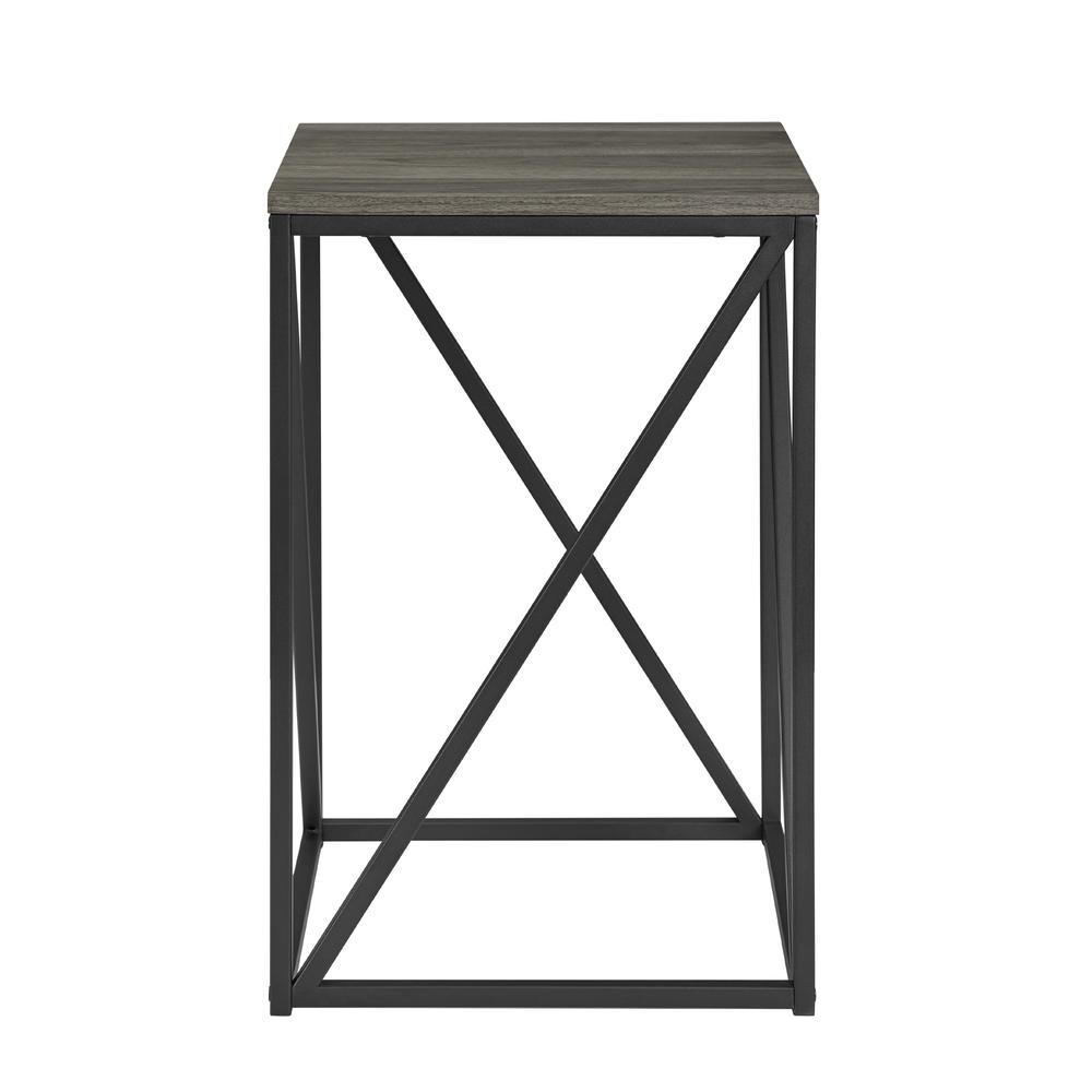 16" Modern Geometric Square Side Table - Slate Grey. Picture 1