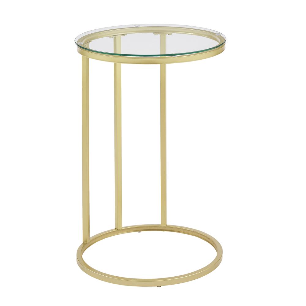 16" Round C Table - Glass/Gold. Picture 1