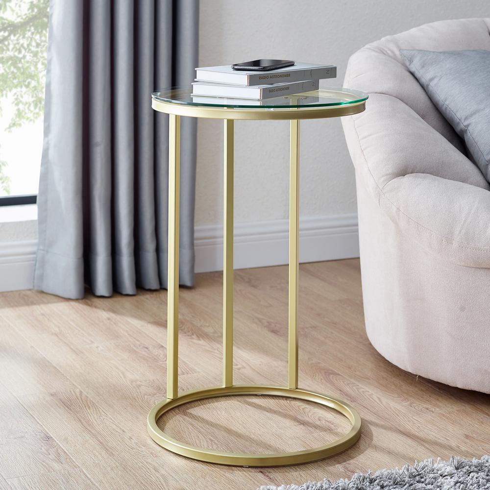 16" Round C Table - Glass/Gold. Picture 3
