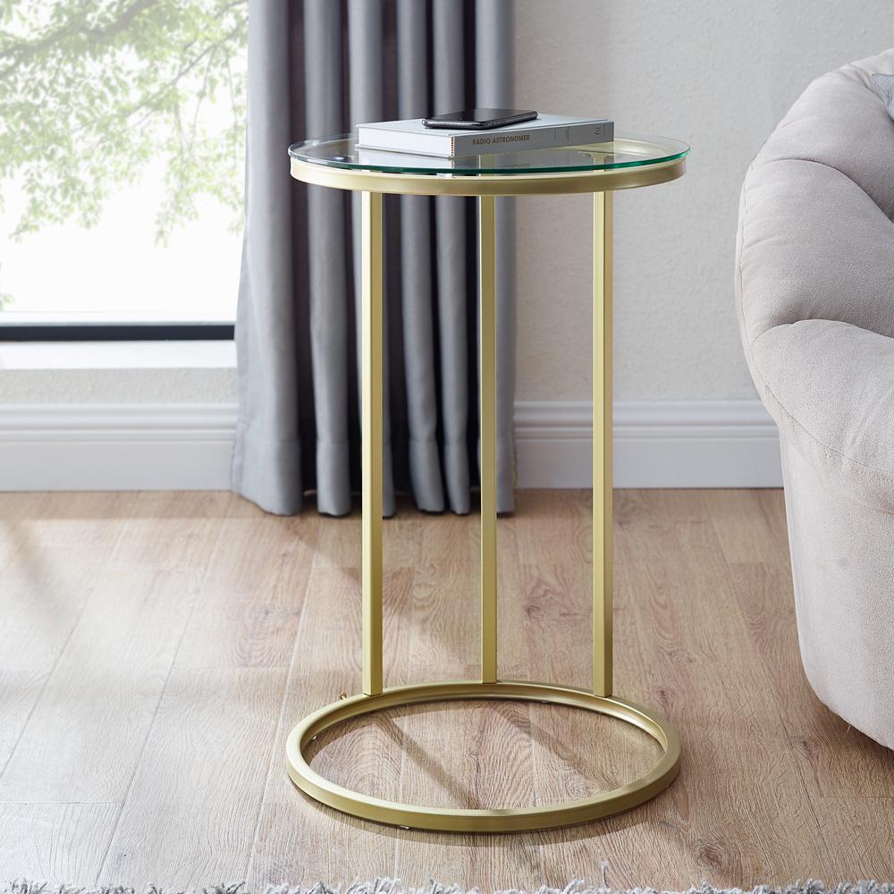 16" Round C Table - Glass/Gold. Picture 4